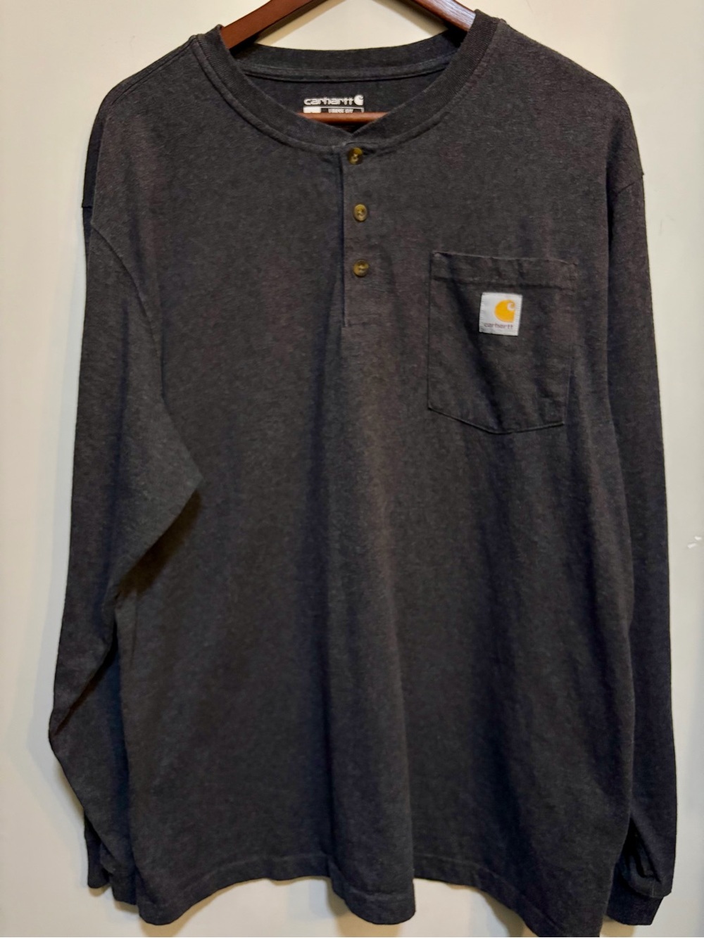 Carhartt Force Relaxed Fit Pocket Henley Long Sleeve Shirt Men’s XL Gray